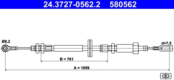 ATE 24.3727-0562.2 - Жило, ръчна спирачка vvparts.bg