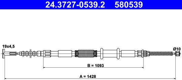 ATE 24.3727-0539.2 - Жило, ръчна спирачка vvparts.bg