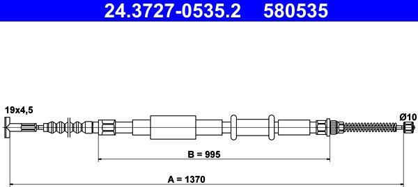 ATE 24.3727-0535.2 - Жило, ръчна спирачка vvparts.bg