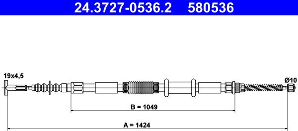 ATE 24.3727-0536.2 - Жило, ръчна спирачка vvparts.bg