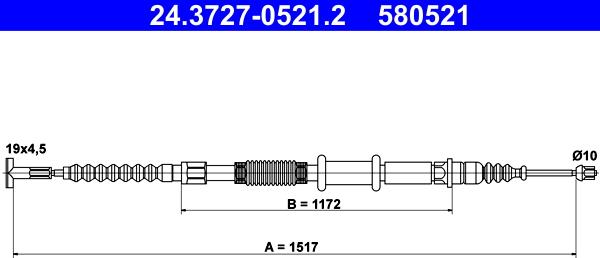 ATE 24.3727-0521.2 - Жило, ръчна спирачка vvparts.bg