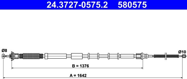 ATE 24.3727-0575.2 - Жило, ръчна спирачка vvparts.bg