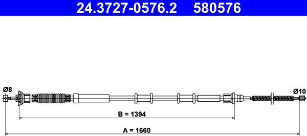 ATE 24.3727-0576.2 - Жило, ръчна спирачка vvparts.bg