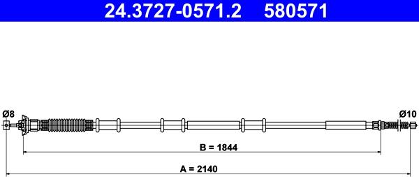 ATE 24.3727-0571.2 - Жило, ръчна спирачка vvparts.bg