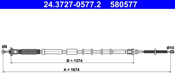 ATE 24.3727-0577.2 - Жило, ръчна спирачка vvparts.bg