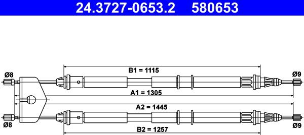 ATE 24.3727-0653.2 - Жило, ръчна спирачка vvparts.bg