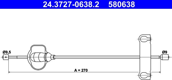 ATE 24.3727-0638.2 - Жило, ръчна спирачка vvparts.bg