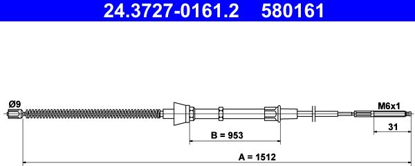 ATE 24.3727-0161.2 - Жило, ръчна спирачка vvparts.bg