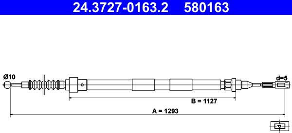 ATE 24.3727-0163.2 - Жило, ръчна спирачка vvparts.bg