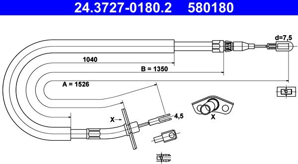 ATE 24.3727-0180.2 - Жило, ръчна спирачка vvparts.bg