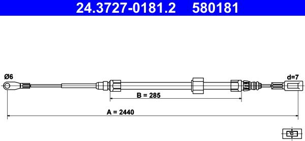 ATE 24.3727-0181.2 - Жило, ръчна спирачка vvparts.bg