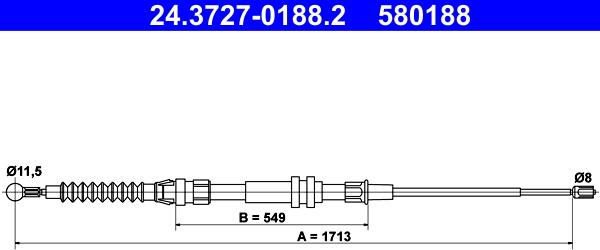 ATE 24.3727-0188.2 - Жило, ръчна спирачка vvparts.bg