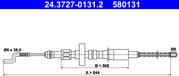 ATE 24.3727-0131.2 - Жило, ръчна спирачка vvparts.bg