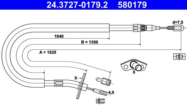 ATE 24.3727-0179.2 - Жило, ръчна спирачка vvparts.bg