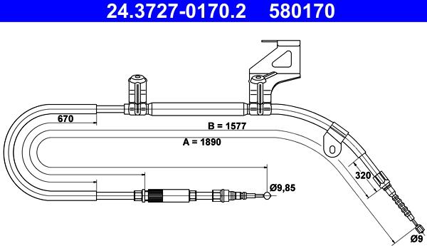 ATE 24.3727-0170.2 - Жило, ръчна спирачка vvparts.bg