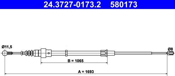 ATE 24.3727-0173.2 - Жило, ръчна спирачка vvparts.bg