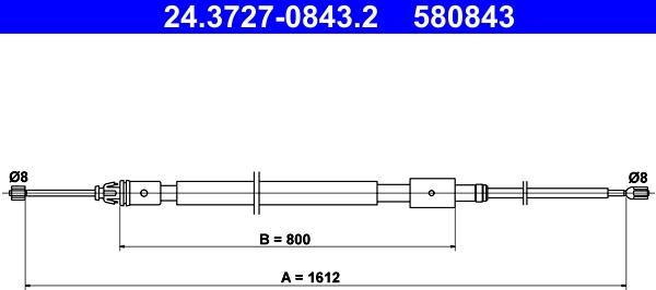 ATE 24.3727-0843.2 - Жило, ръчна спирачка vvparts.bg