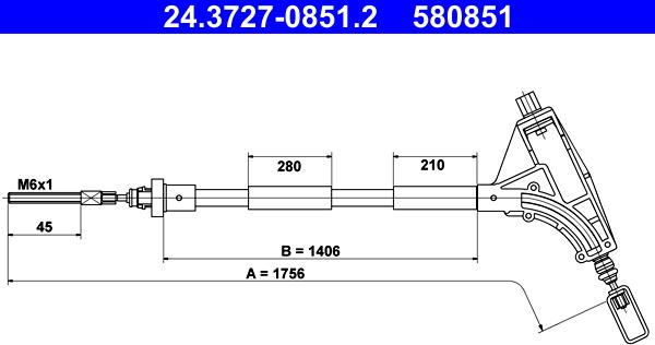 ATE 24.3727-0851.2 - Жило, ръчна спирачка vvparts.bg