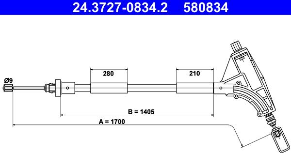 ATE 24.3727-0834.2 - Жило, ръчна спирачка vvparts.bg