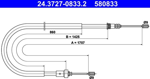 ATE 24.3727-0833.2 - Жило, ръчна спирачка vvparts.bg