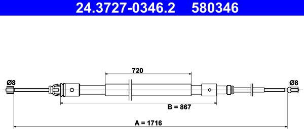 ATE 24.3727-0346.2 - Жило, ръчна спирачка vvparts.bg