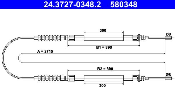 ATE 24.3727-0348.2 - Жило, ръчна спирачка vvparts.bg