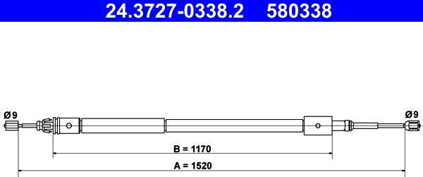 ATE 24.3727-0338.2 - Жило, ръчна спирачка vvparts.bg