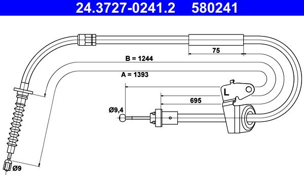 ATE 24.3727-0241.2 - Жило, ръчна спирачка vvparts.bg