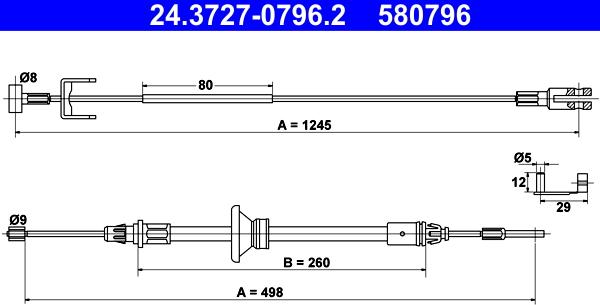 ATE 24.3727-0796.2 - Жило, ръчна спирачка vvparts.bg