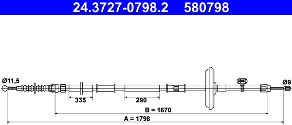 ATE 24.3727-0798.2 - Жило, ръчна спирачка vvparts.bg