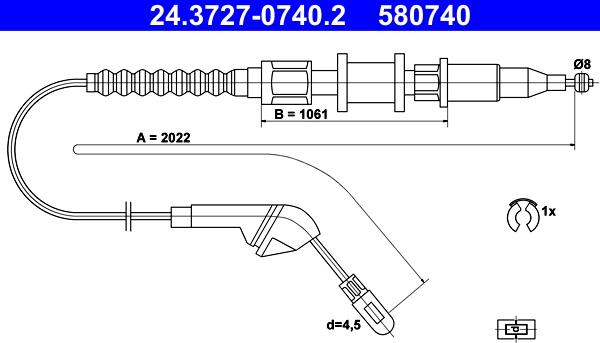 ATE 24.3727-0740.2 - Жило, ръчна спирачка vvparts.bg