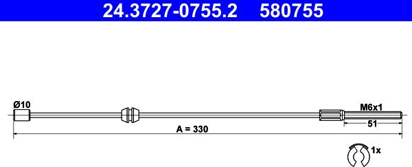 ATE 24.3727-0755.2 - Жило, ръчна спирачка vvparts.bg