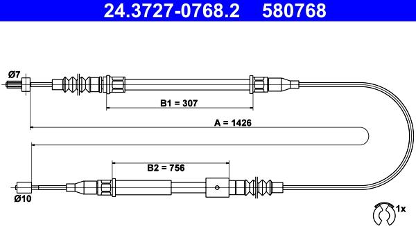 ATE 24.3727-0768.2 - Жило, ръчна спирачка vvparts.bg