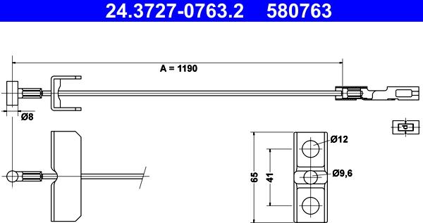 ATE 24.3727-0763.2 - Жило, ръчна спирачка vvparts.bg