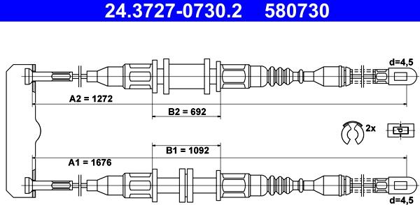 ATE 24.3727-0730.2 - Жило, ръчна спирачка vvparts.bg