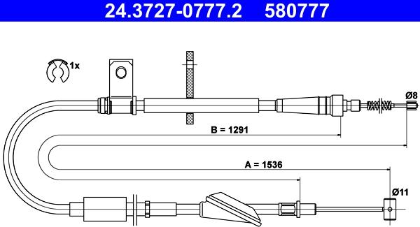 ATE 24.3727-0777.2 - Жило, ръчна спирачка vvparts.bg