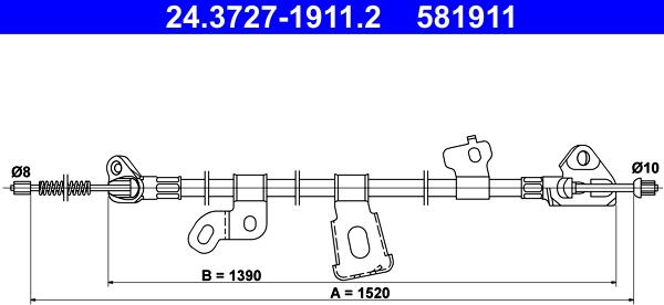 ATE 24.3727-1911.2 - Жило, ръчна спирачка vvparts.bg