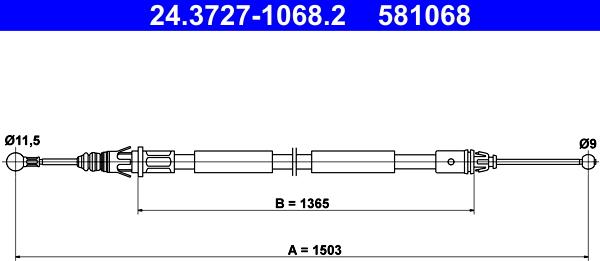 ATE 24.3727-1068.2 - Жило, ръчна спирачка vvparts.bg