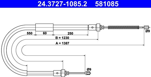 ATE 24.3727-1085.2 - Жило, ръчна спирачка vvparts.bg