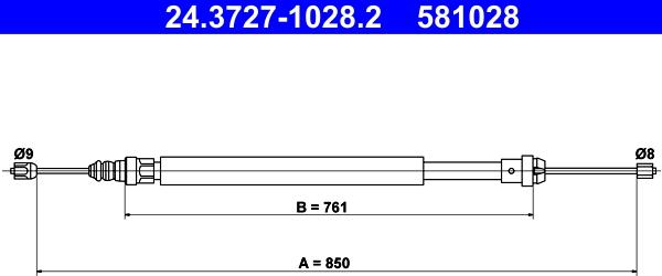 ATE 24.3727-1028.2 - Жило, ръчна спирачка vvparts.bg