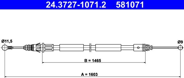 ATE 24.3727-1071.2 - Жило, ръчна спирачка vvparts.bg