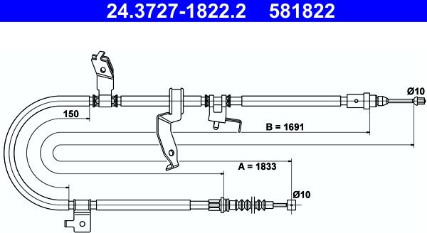 ATE 24.3727-1822.2 - Жило, ръчна спирачка vvparts.bg