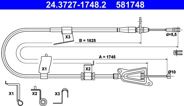 ATE 24.3727-1748.2 - Жило, ръчна спирачка vvparts.bg