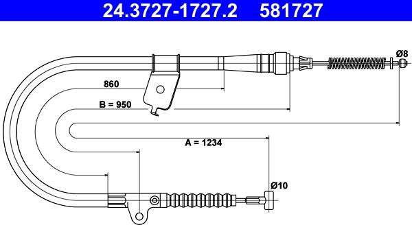 ATE 24.3727-1727.2 - Жило, ръчна спирачка vvparts.bg