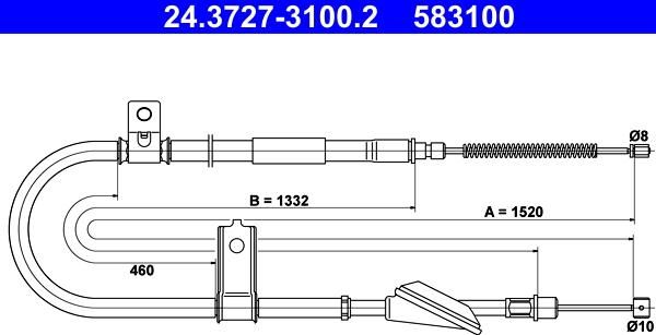 ATE 24.3727-3100.2 - Жило, ръчна спирачка vvparts.bg