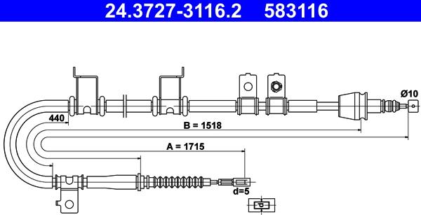 ATE 24.3727-3116.2 - Жило, ръчна спирачка vvparts.bg