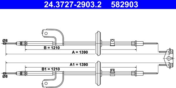 ATE 24.3727-2903.2 - Жило, ръчна спирачка vvparts.bg