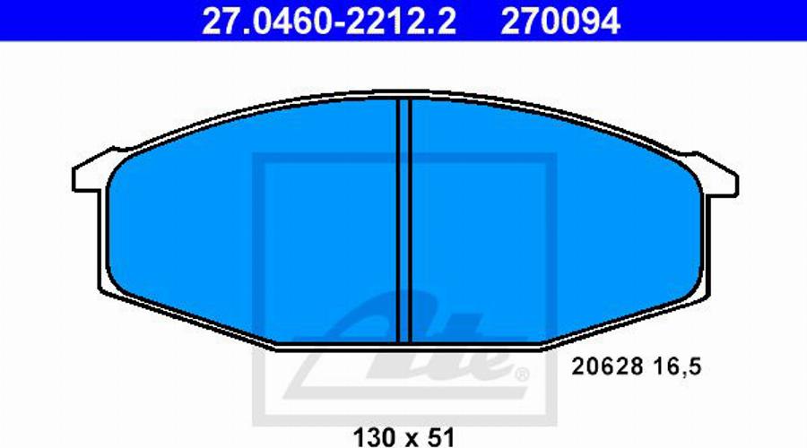 ATE 270094 - Комплект спирачно феродо, дискови спирачки vvparts.bg