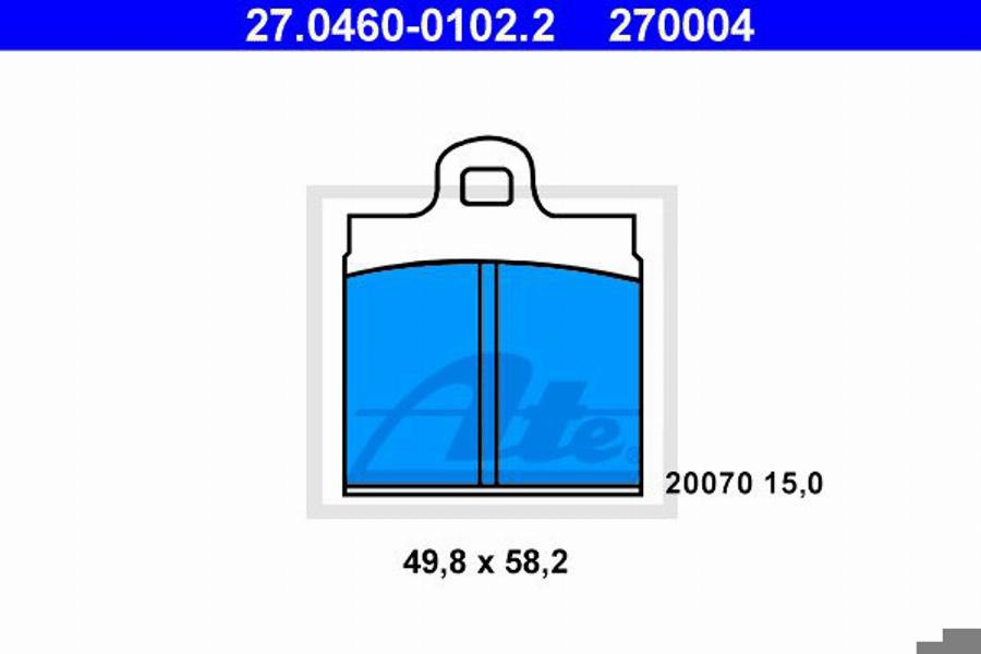 ATE 270004 - Комплект спирачно феродо, дискови спирачки vvparts.bg