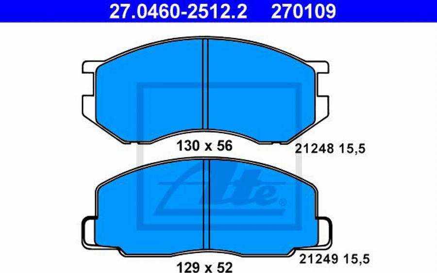 ATE 270109 - Комплект спирачно феродо, дискови спирачки vvparts.bg